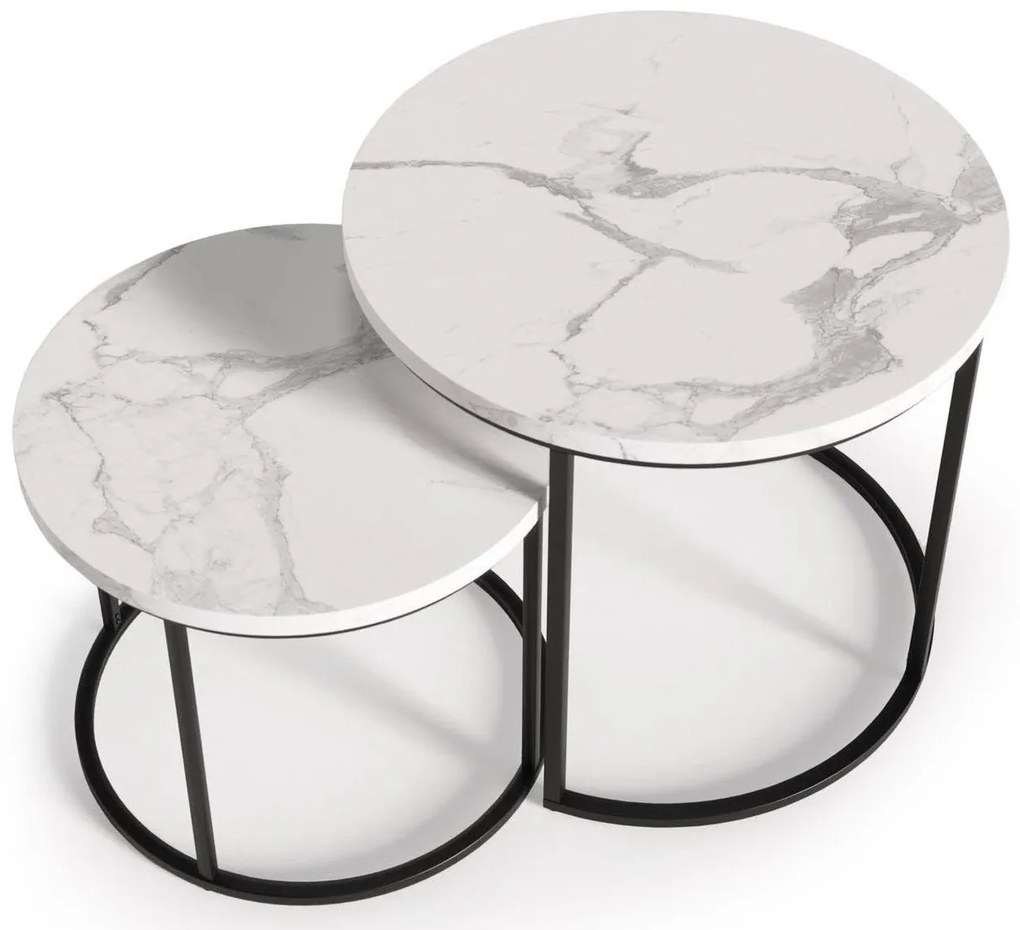 Σετ βοηθητικά τραπεζάκια σαλονιού Ergo-Leuko Marmaro