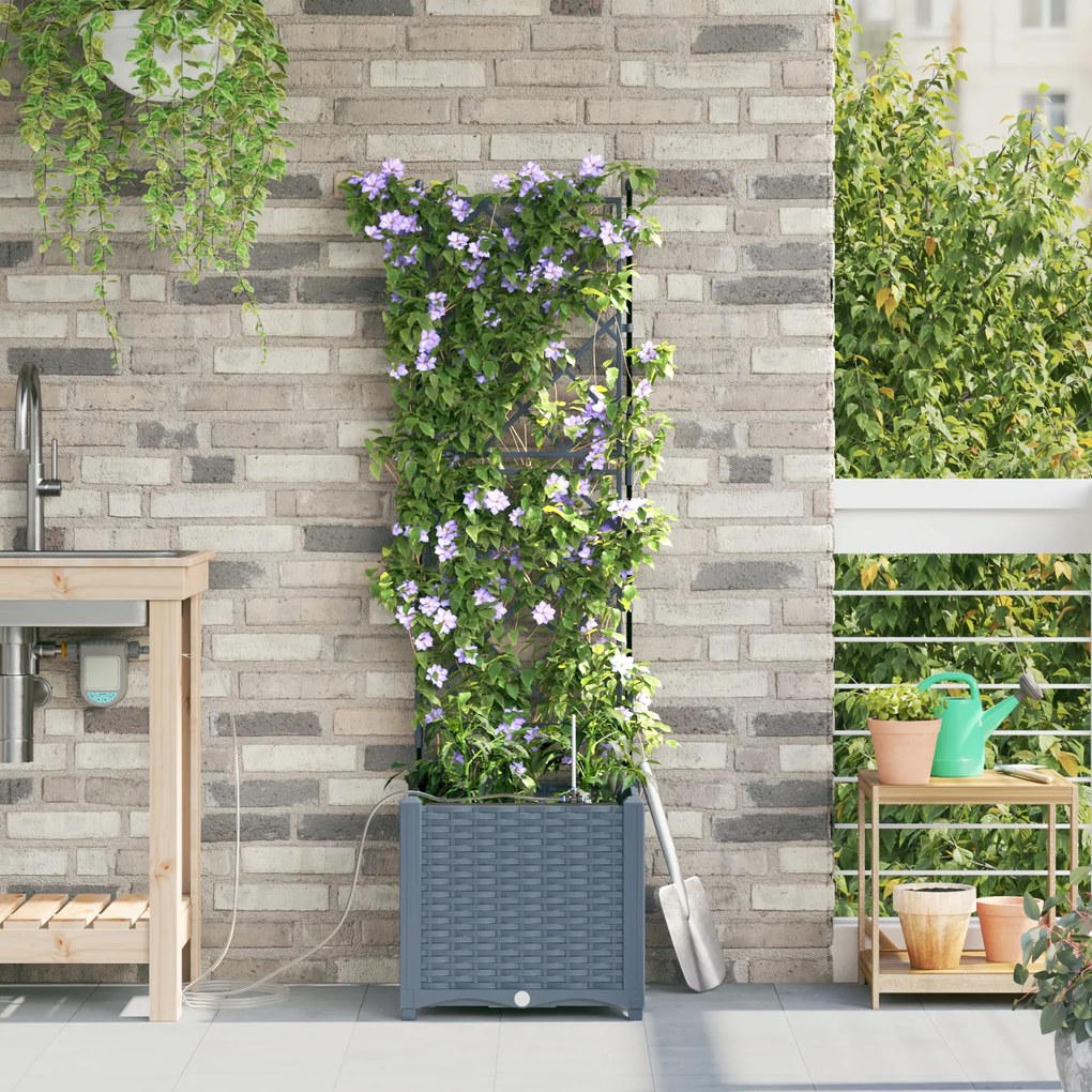 vidaXL Γλάστρες Κήπου 1 τεμ Ανοιχτό γκρι 40 x 40 x 142 cm Πλαστικό