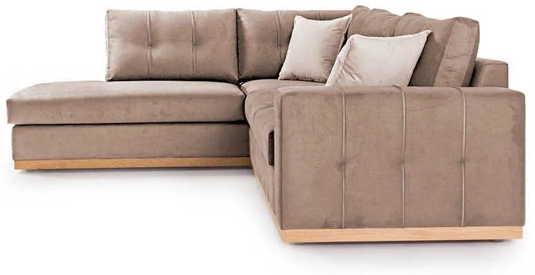 Γωνιακός καναπές δεξιά γωνία Boston pakoworld ύφασμα mocha-cream 280x225x90εκ