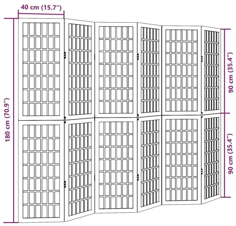 Διαχωριστικό Χώρου με 6 Πάνελ Λευκό από Μασίφ Ξύλο Παυλώνιας - Λευκό
