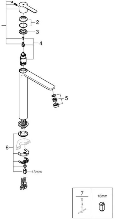 Μπαταρία νιπτήρος Grohe Lineare New XL επιτραπέζια-Anthraki Mat