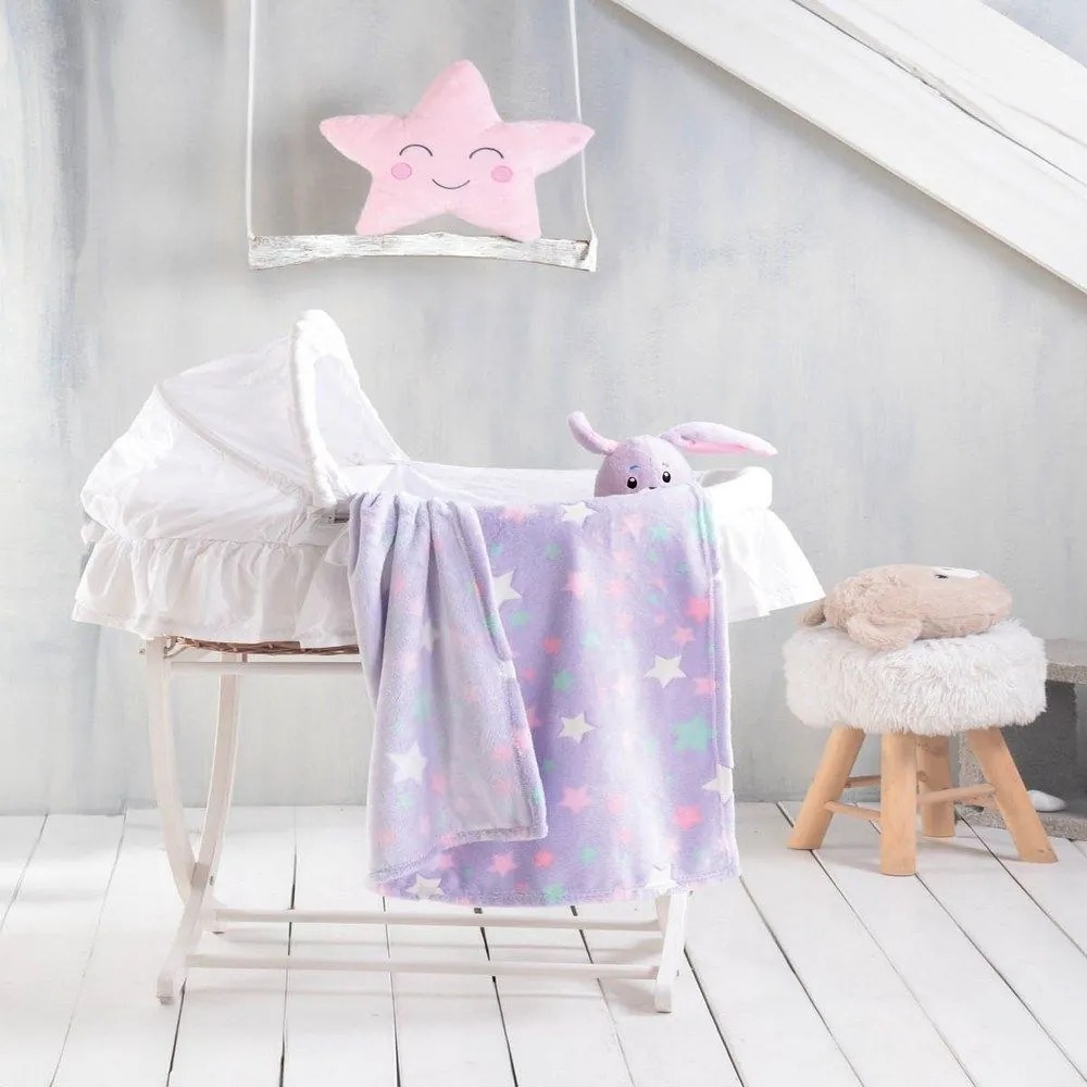 Κουβέρτα Βρεφική Flannel Fleece Starday Lila Ρυθμός Cradle 110x140cm Flannel