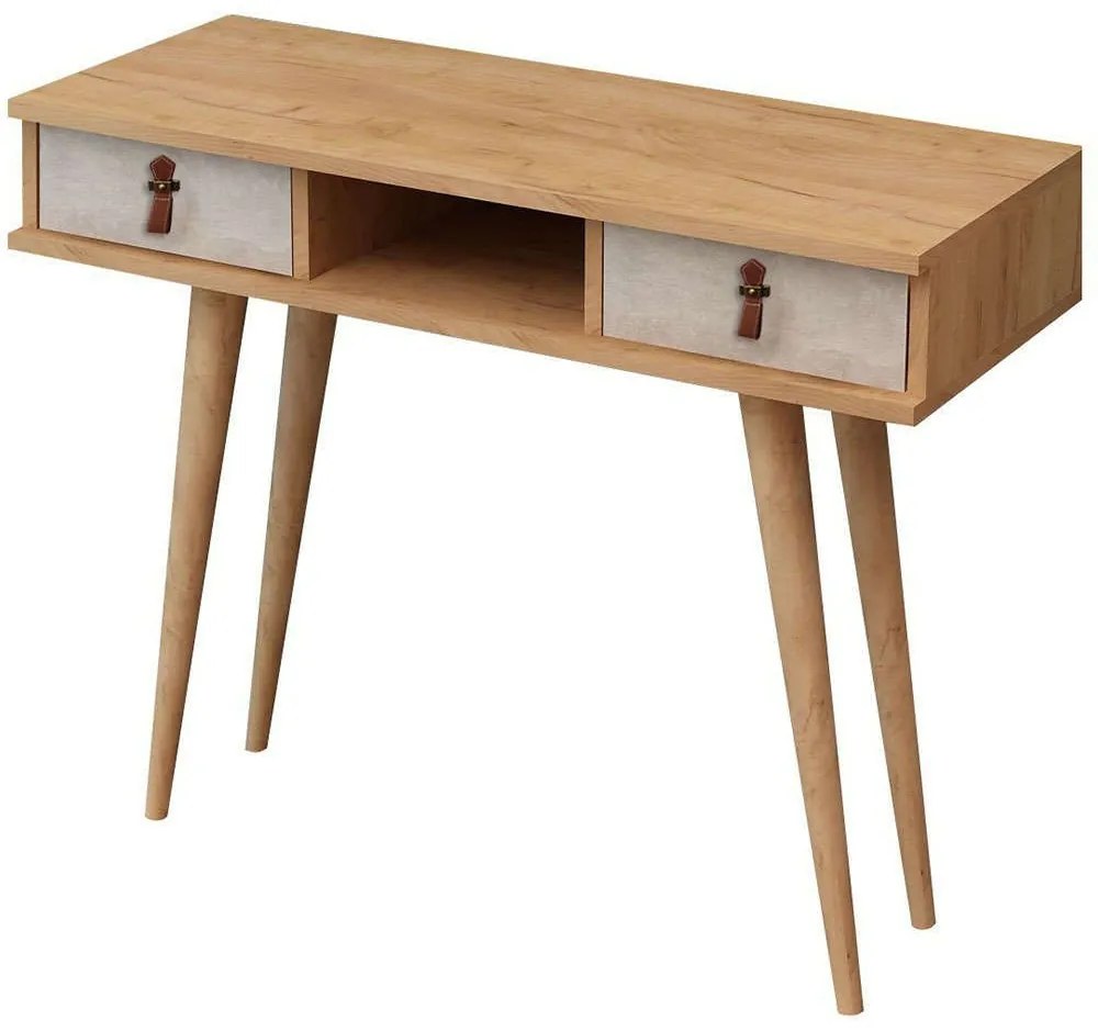 Κονσόλα Lawen 811MDD3909 100x30x87,6cm Oak-White Μοριοσανίδα,Ξύλο