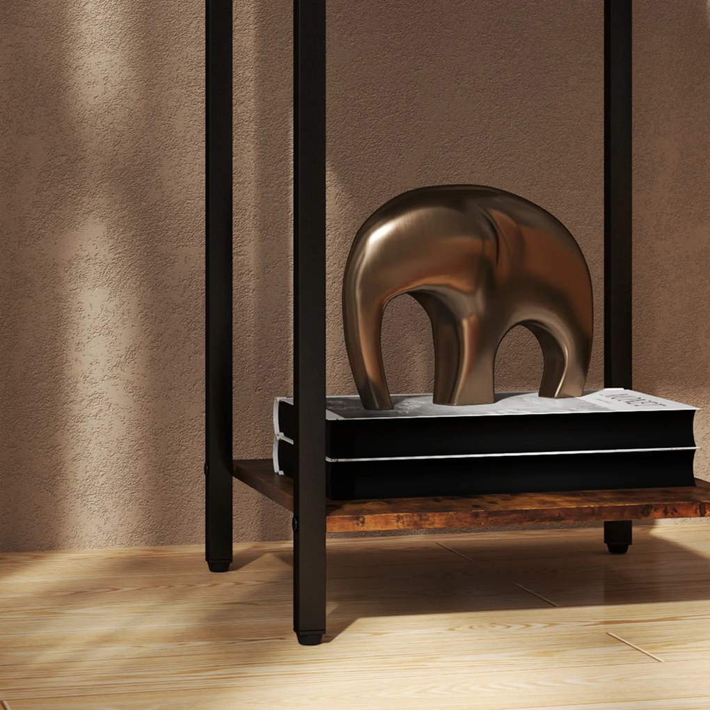 HOMCOM Κομοδίνο σε βιομηχανικό στυλ, συρτάρι, ράφι αποθήκευσης, μεταλλικό πλαίσιο, ξύλο, 40 x 40 x 68 cm, καφέ