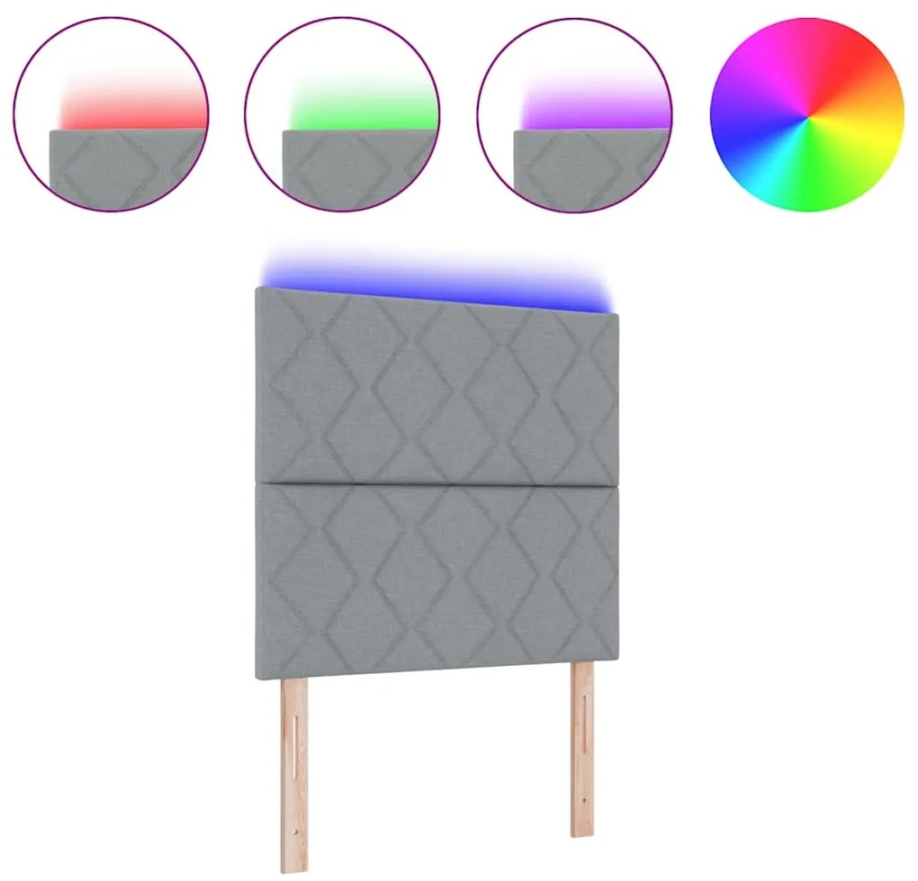vidaXL Κεφαλάρι με φώτα λωρίδας LED Ανοιχτό γκρι 90 cm ύφασμα
