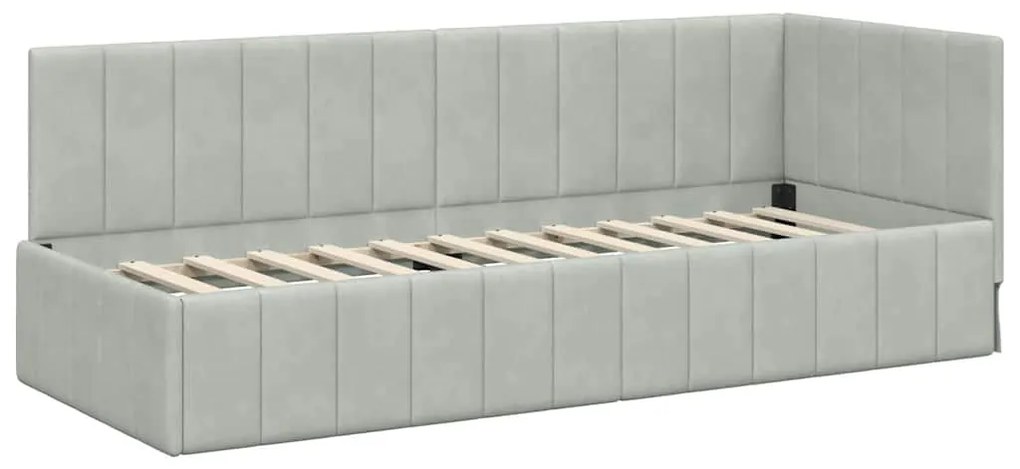 vidaXL Κρεβάτι γωνίας με στρώμα με στρώμα 2 pcs Ανοιχτό γκρι Βελούδο