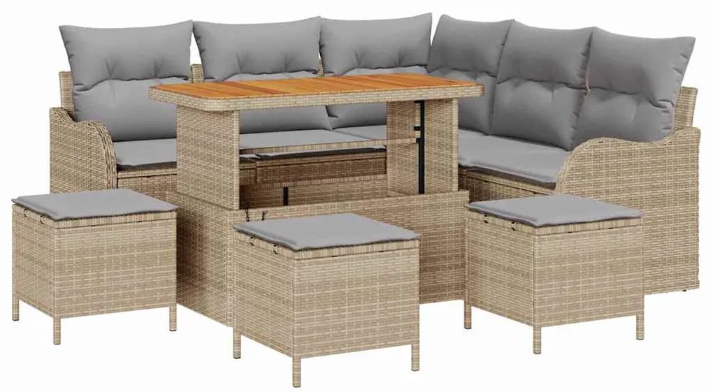 vidaXL Σετ Καναπέ Κήπου 9 pcs Μπεζ συνθετικό ρατάν