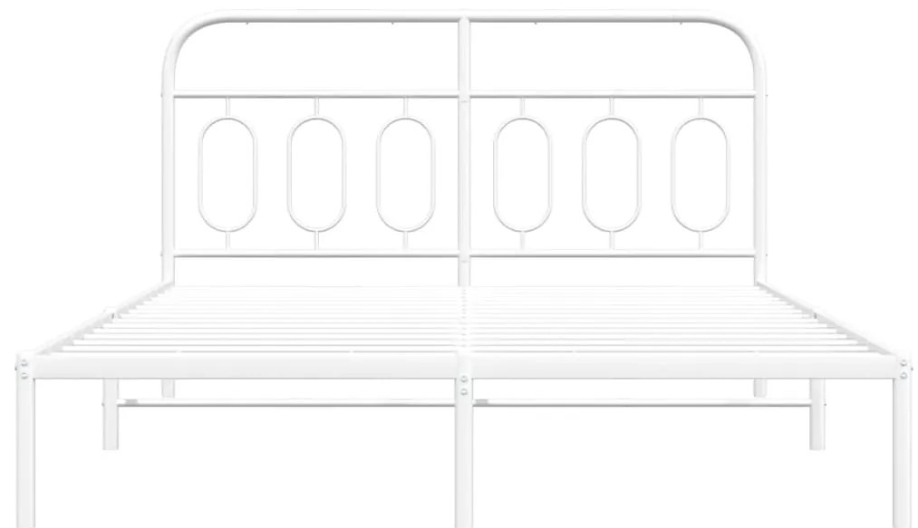vidaXL Πλαίσιο Κρεβατιού με Κεφαλάρι Λευκό 135 x 190 εκ. Μεταλλικό
