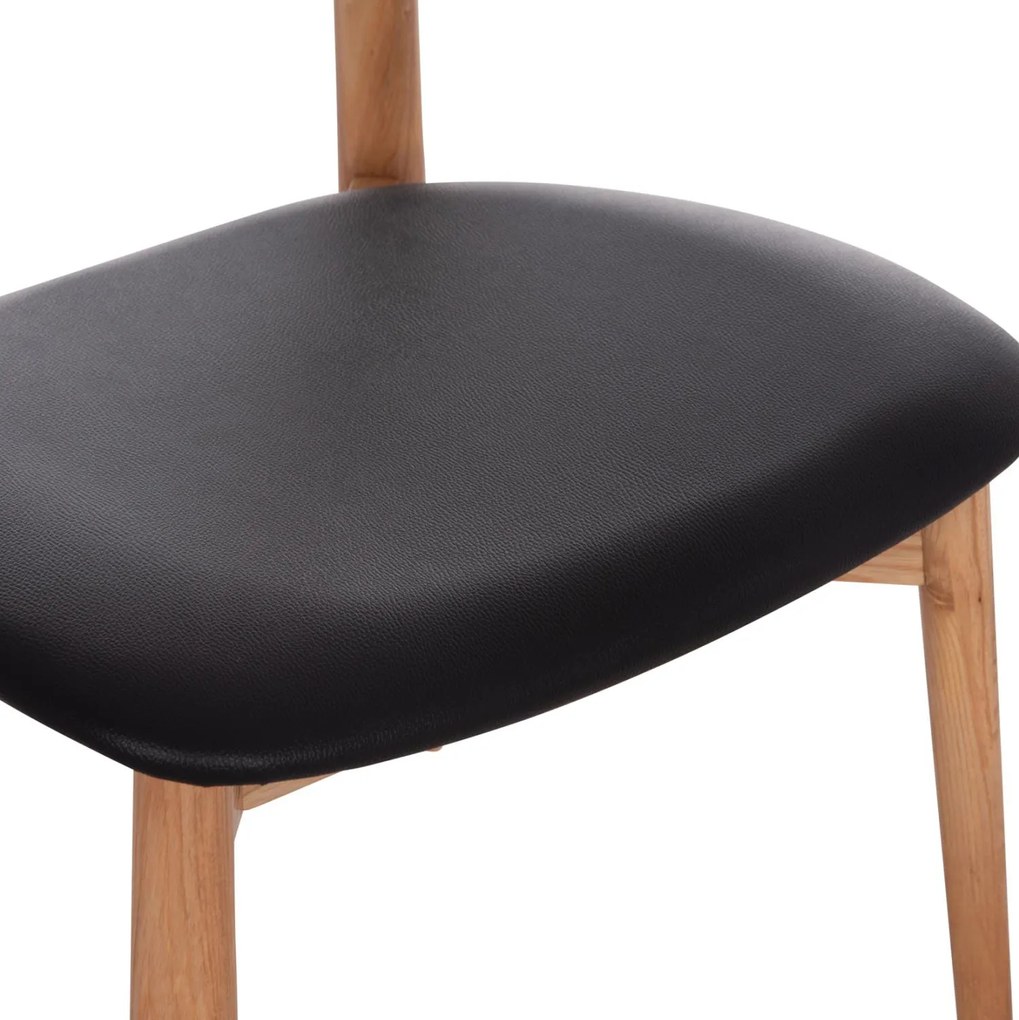 Καρέκλα Τραπεζαρίας SEKAN Rubberwood - Μαύρο PU 60x54x72Υ εκ. 2αδα 60x54x72 εκ.