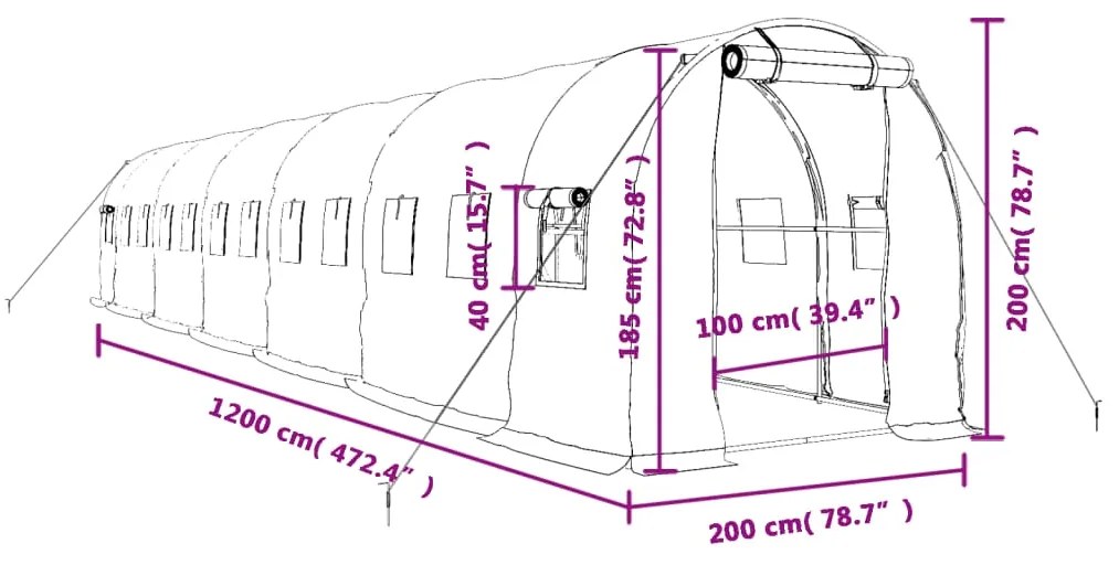 ΘΕΡΜΟΚΗΠΙΟ ΜΕ ΑΤΣΑΛΙΝΟ ΠΛΑΙΣΙΟ ΛΕΥΚΟ 24 Μ² 12 X 2 X 2 Μ. 3188032