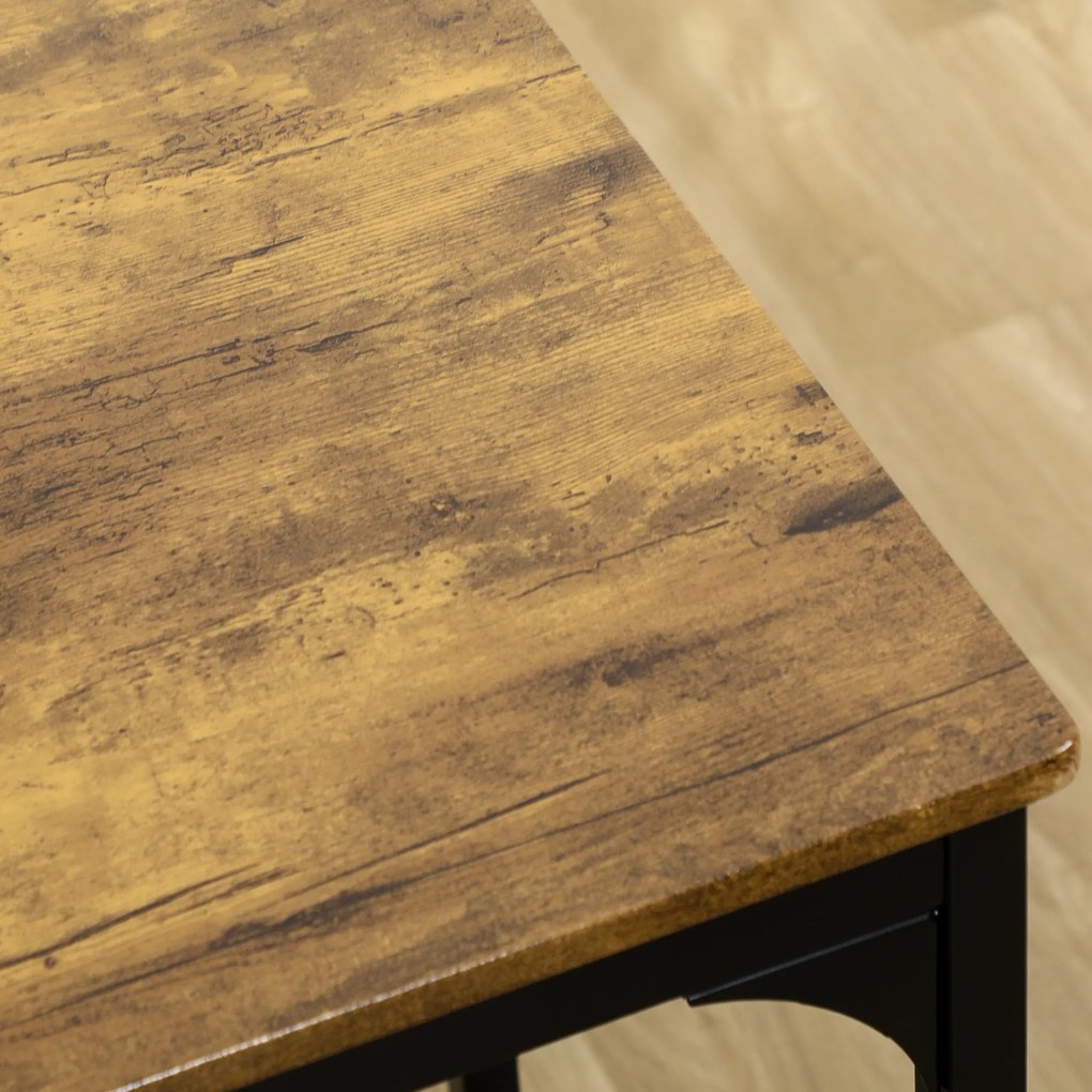 HOMCOM Σετ Μπάρας 5 τεμαχίων σε Βιομηχανικό Σχέδιο, 1 Τραπέζι Μπάρας, 4 Σκαμπό Μπάρας, Σετ Καθιστικού, Τραπέζι Κουζίνας, Μαύρο + Καφέ