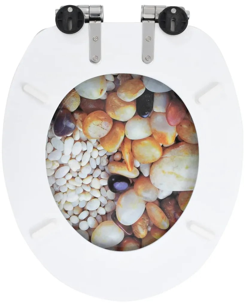 vidaXL Καλύμματα Λεκάνης Soft Close 2 τεμ. Σχέδιο Βότσαλα από MDF