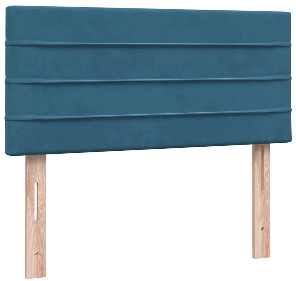 vidaXL Κρεβάτι Boxspring με Στρώμα Σκούρο Μπλε 80x220 εκ. Βελούδινο