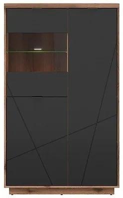 Βιτρίνα Boston CE103, Μαύρο, Σκούρα βελανιδιά delano, Με πόρτες, Ο αριθμός των θυρών: 3, 157x94x43cm, 63 kg | Epipla1.gr