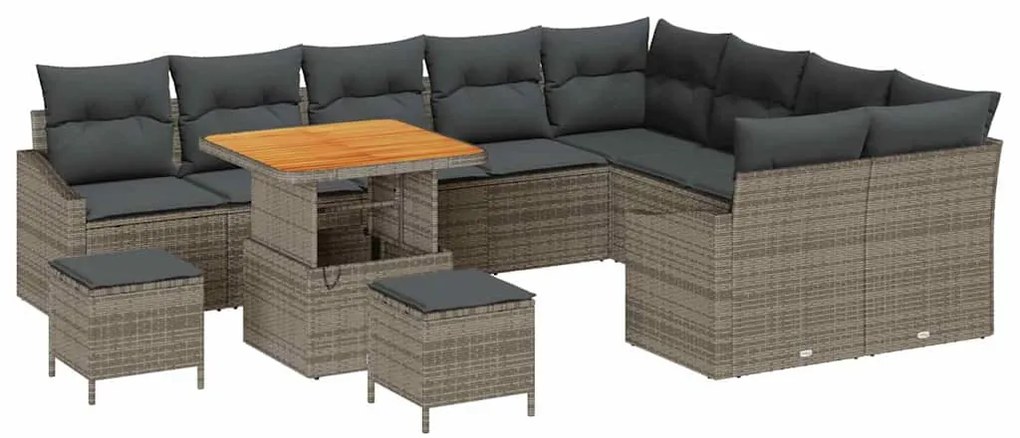 vidaXL Σετ Καναπέ Κήπου με μαξιλάρι 12 pcs Γκρι 80 x 80 x 71 cm