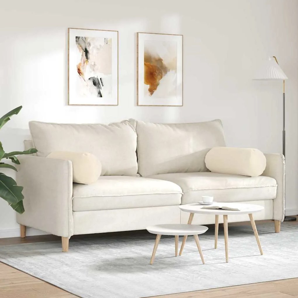 vidaXL Μαξιλάρια Στήριγμα 2 pcs Μπεζ Ø 25 x 70 cm Ύφασμα Μικροΐνας