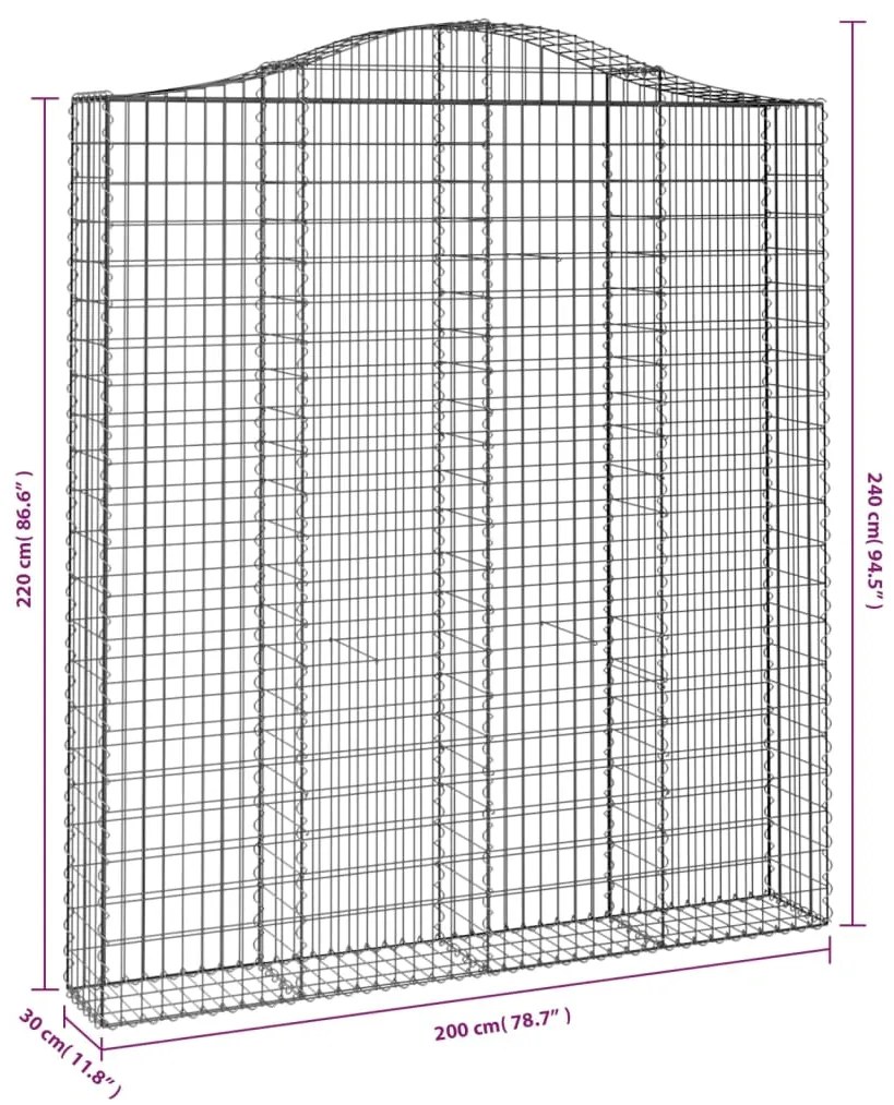 vidaXL Συρματοκιβώτια Τοξωτά 3 τεμ. 200x30x220/240 εκ. Γαλβαν. Ατσάλι