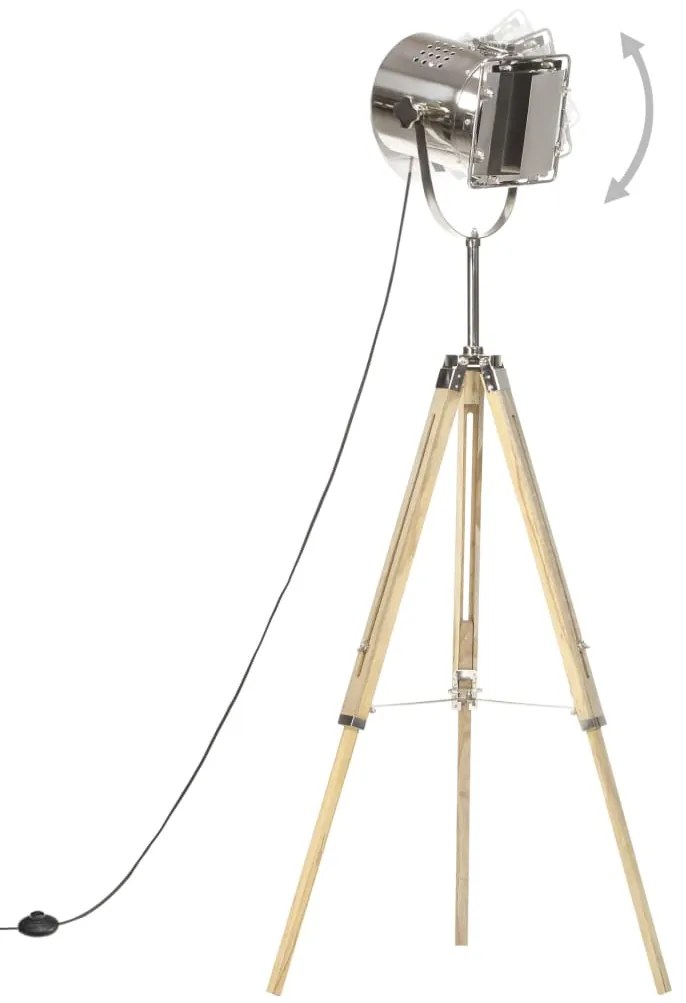 vidaXL Φωτιστικό Δαπέδου με Τρίποδο 140 εκ. από Μασίφ Ξύλο Μάνγκο