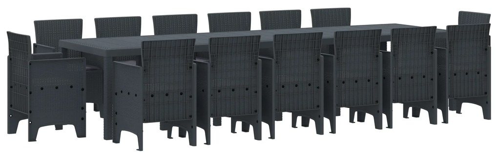 vidaXL Σετ Τραπεζαρίας με Μαξιλάρια 15 pcs Ανθρακί 14 Θέσεων