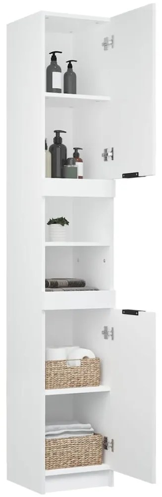 vidaXL Ντουλάπι Μπάνιου Λευκό 32 x 34 x 188,5 εκ. Επεξεργασμένο Ξύλο