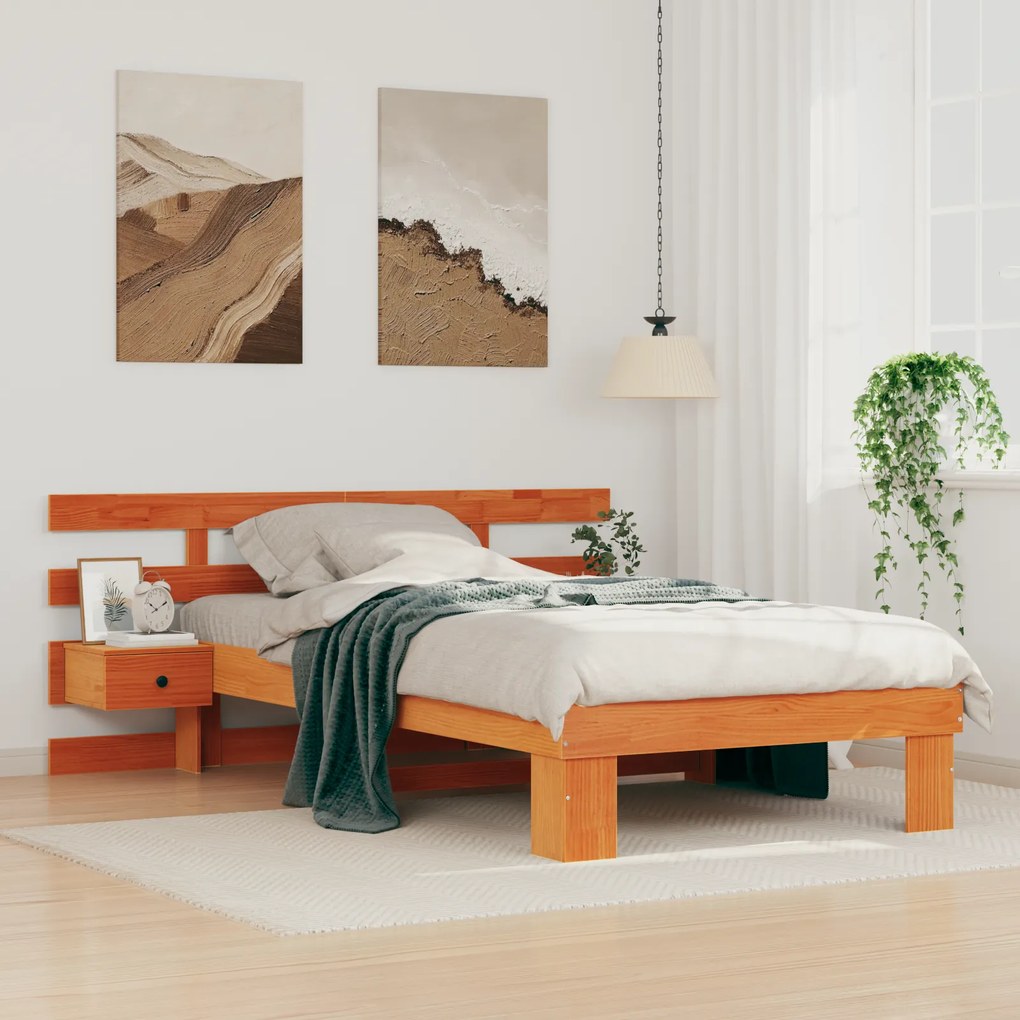vidaXL Σκελετός Κρεβατιού Καφέ κεριού 90 x 190 cm Μασίφ ξύλο πεύκου
