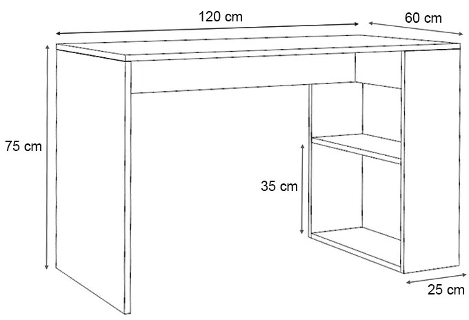 Γραφείο εργασίας Mikro Megapap χρώμα λευκό 120x60x75εκ.