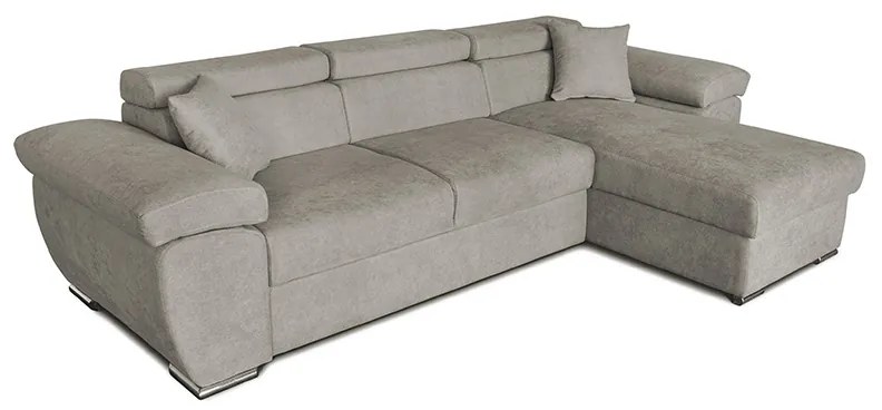 Γωνιακός καναπές-κρεβάτι αναστρέψιμος Comy pakoworld μπεζ-καφέ 286x160x75-90εκ - Ύφασμα - 166-000007