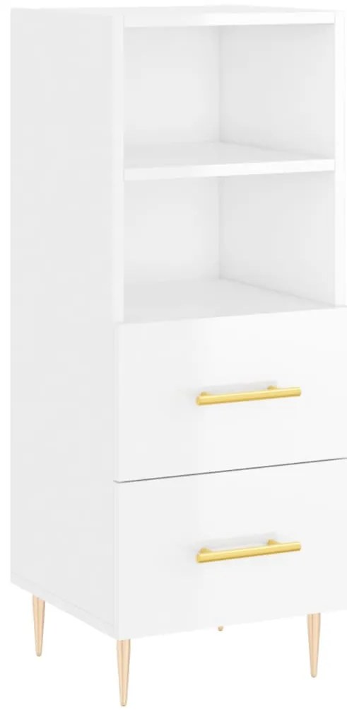 vidaXL Ντουλάπι Γυαλ. Λευκό 34,5 x 34 x 180 εκ. από Επεξεργασμένο Ξύλο