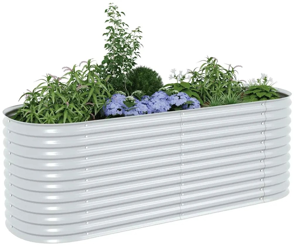 vidaXL Ζαρντινιέρα Υπερυψωμένη Ασημί 240x80x81 εκ. Γαλβανισμ. Χάλυβας