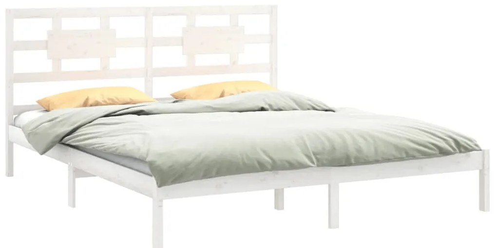 vidaXL Πλαίσιο Κρεβατιού Λευκό 180 x 200 εκ. Μασίφ Ξύλο Super King