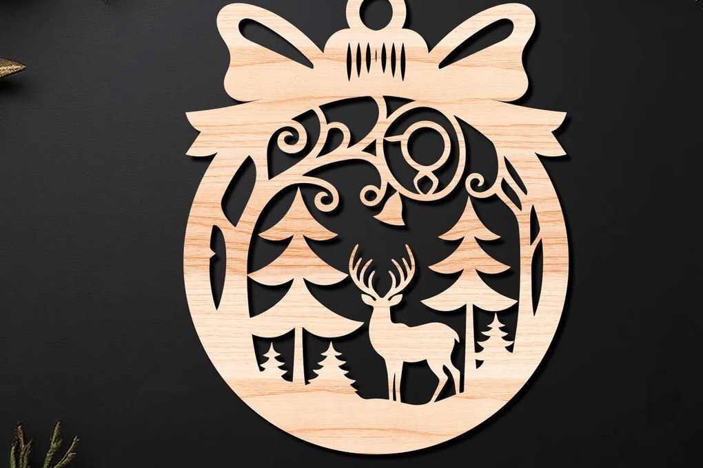 Σετ των 3 Intra απο ξύλο plywood 3mm-4mm πάχος Χριστουγεννιάτικο Στολίδι Δίασταση 8x8 cm INTRAFABR-110255138