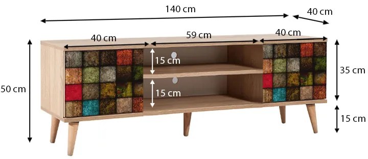 Έπιπλο τηλεόρασης Soho Megapap από μελαμίνη χρώμα sonoma 140x40x50 εκ.