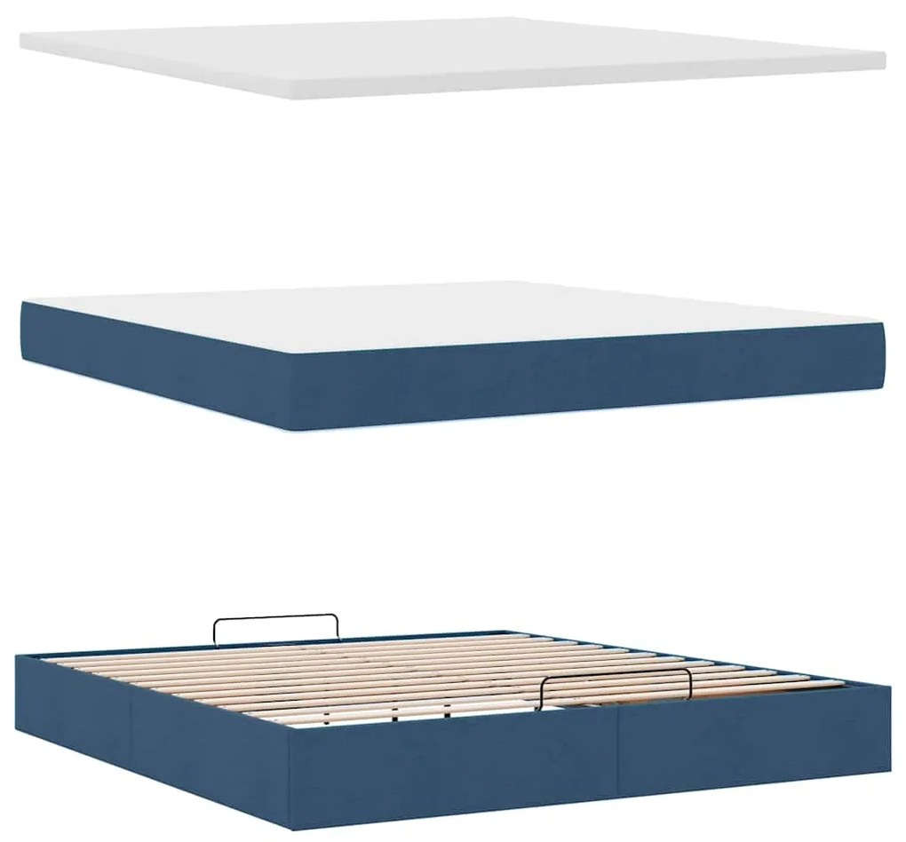 Οθωμανικό κρεβάτι με στρώμα μπλε 160x200cm ύφασμα 3311642