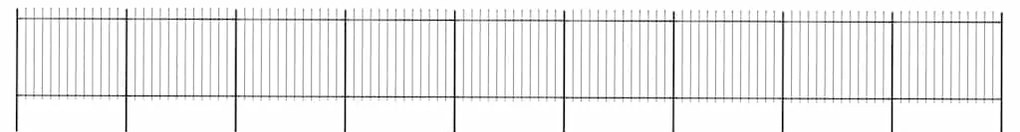 Φράχτης Κήπου με Κορυφή Δόρυ από Ατσάλι 1603,5 x 150 εκ. Μαύρος