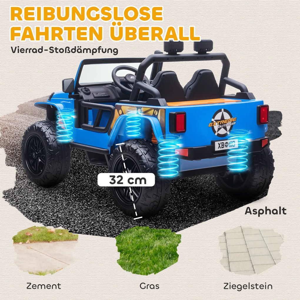 AIYAPLAY Ηλεκτρικό όχημα για παιδιά, μπαταρία 12V, με κάθισμα γονέα-παιδιού, τηλεχειριζόμενο, μουσική, κόρνα, φώτα LED, 3-8 ετών, Μπλε