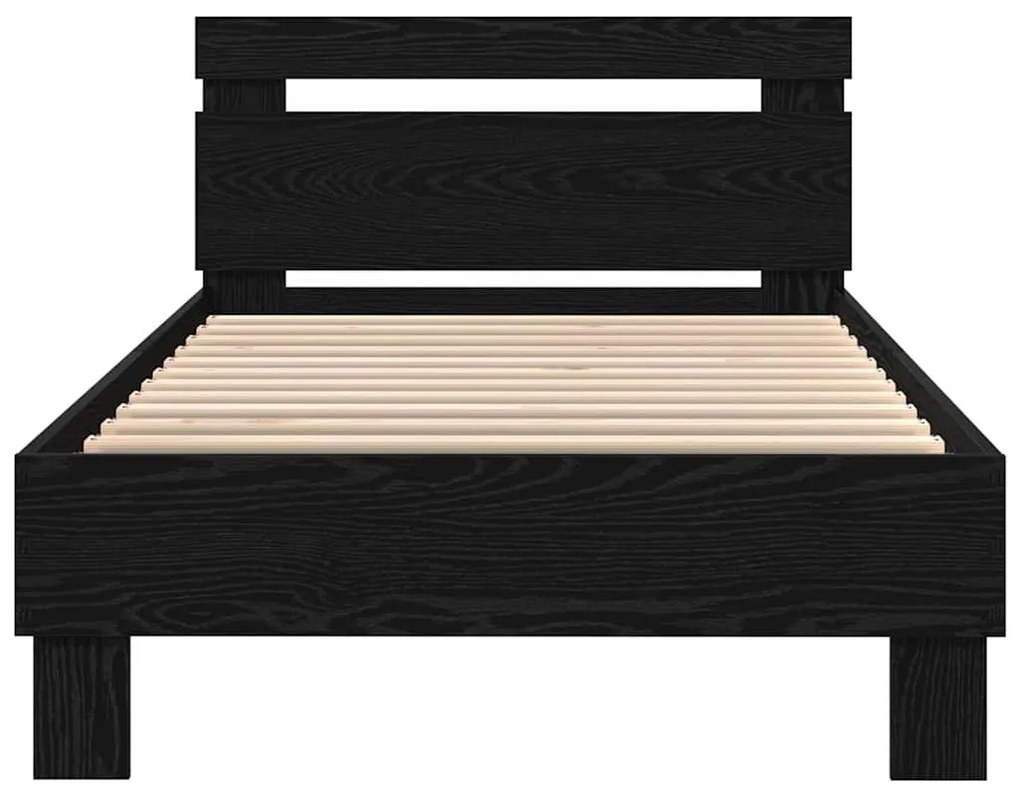 vidaXL Σκελετός Κρεβατιού Μαύρη δρυς 90 x 190 cm Επεξεργασμένο ξύλο