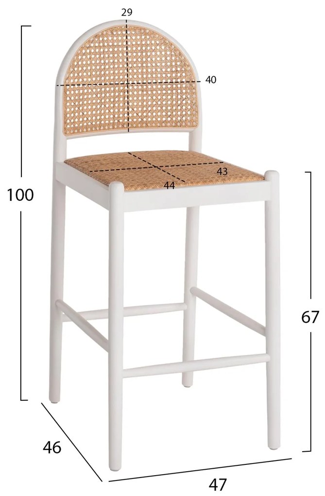 ΣΚΑΜΠΟ ΑΠΟ ΟΞΙΑ-RATTAN ΑΨΙΔΑ ΠΛΑΤΗ ΛΕΥΚΟ  43,5x50x98 εκ.