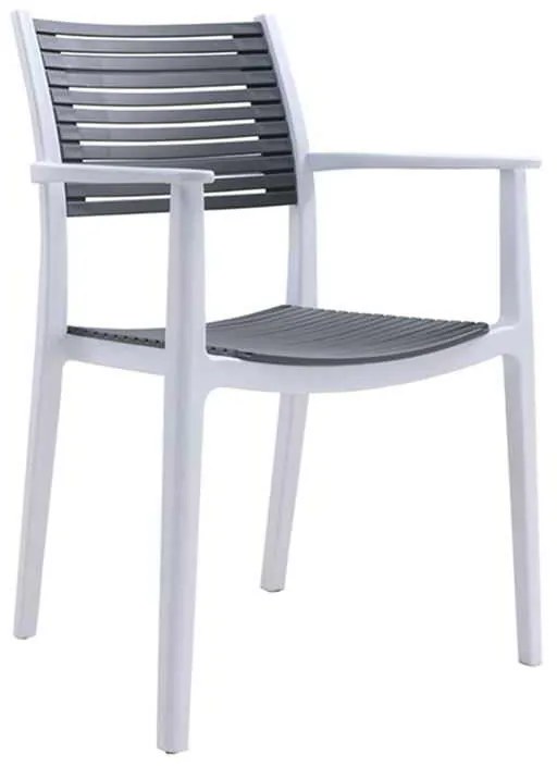 Πολυθρόνα AKRON PP Λευκή/Γκρι 60x55x85cm