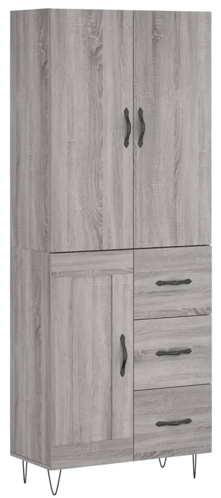 vidaXL Ντουλάπι Γκρι Sonoma 69,5 x 34 x 180 εκ. Επεξεργασμένο Ξύλο