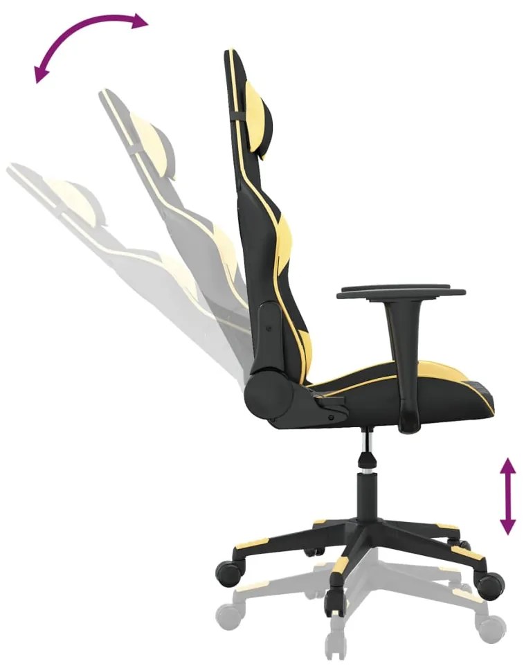 vidaXL Καρέκλα Gaming Μαύρο/Χρυσό από Συνθετικό Δέρμα