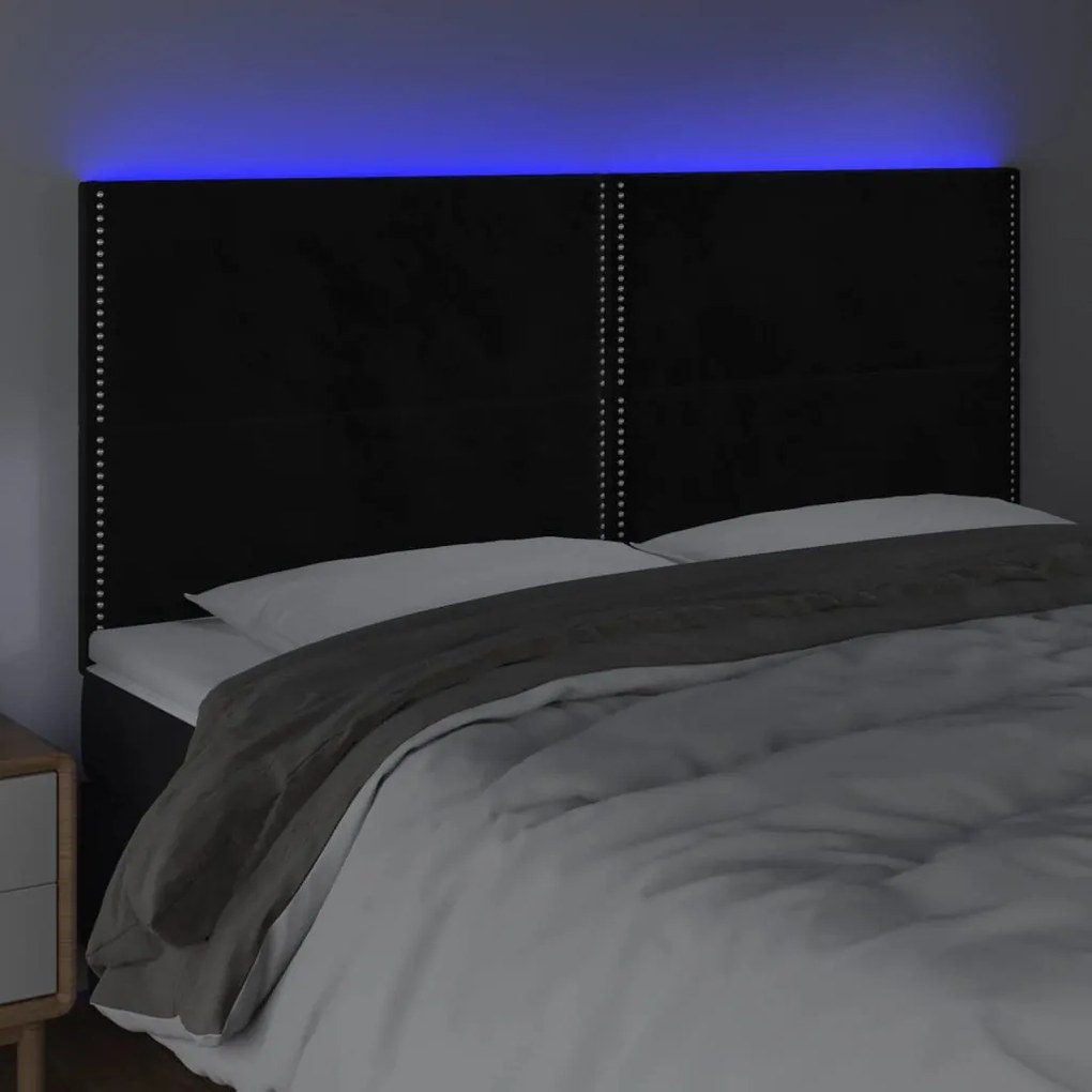 Κεφαλάρι Κρεβατιού LED Μαύρο 180x5x118/128 εκ. Βελούδινο 3122346