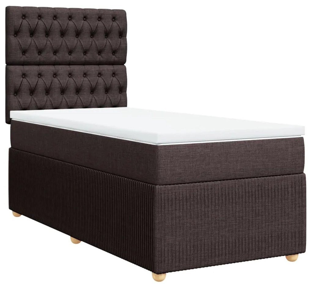 ΚΡΕΒΑΤΙ BOXSPRING ΜΕ ΣΤΡΩΜΑ ΣΚΟΥΡΟ ΚΑΦΕ 90X190 ΕΚ. ΥΦΑΣΜΑΤΙΝΟ 3294221