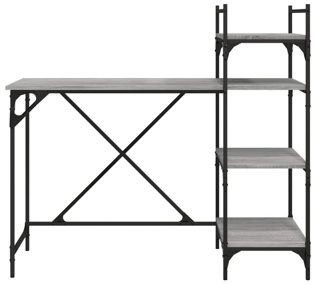 Γραφείο Υπολογιστή με Ράφια Γκρι Sonoma 120 x 47 x 109 εκ. - Γκρι