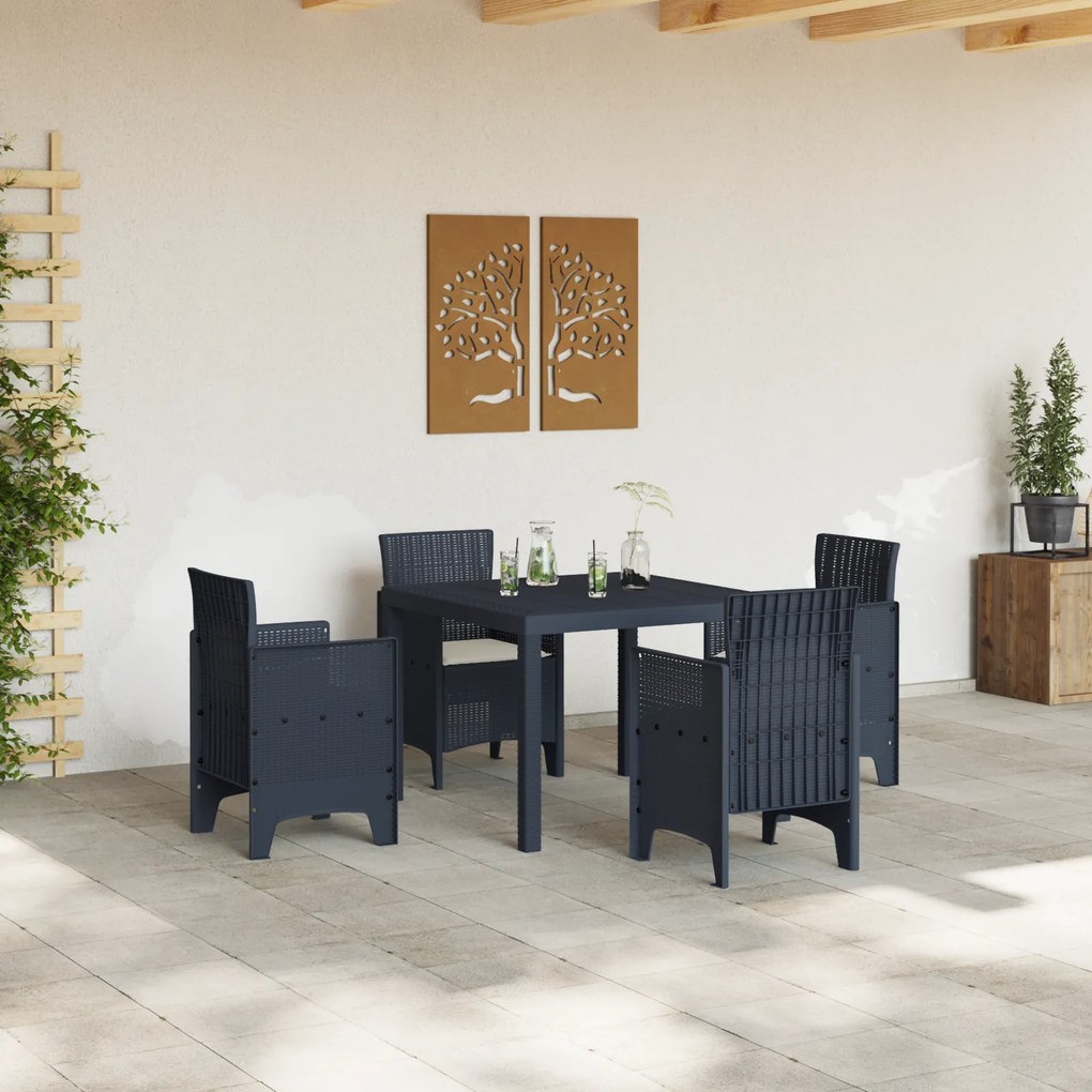 vidaXL Σετ Τραπεζαρίας Κήπου με Μαξιλάρια 5 pcs Ανθρακί