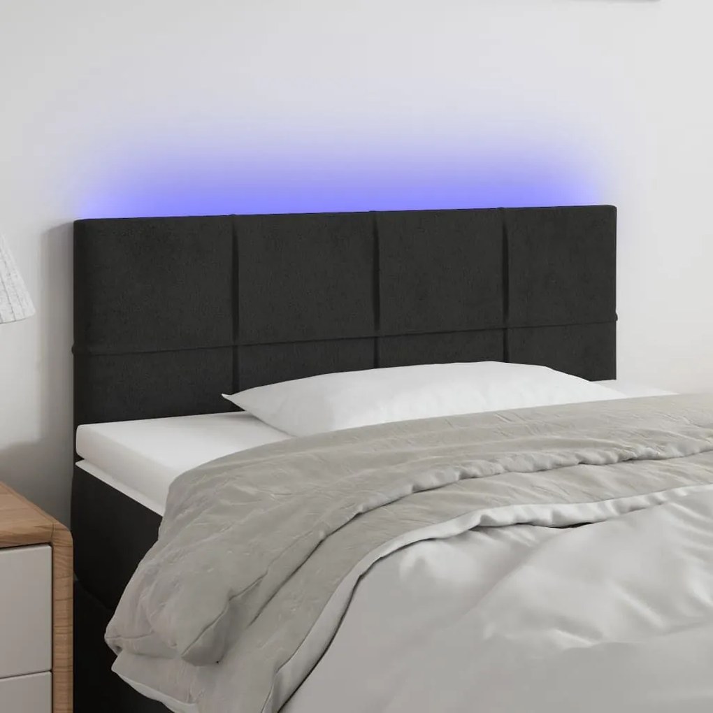 Κεφαλάρι Κρεβατιού LED Μαύρο 100x5x78/88 εκ. Βελούδινο - Μαύρο