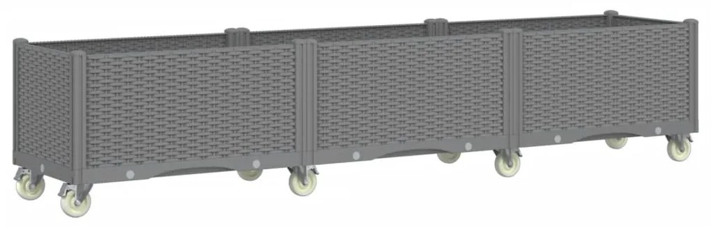 vidaXL Ζαρντινιέρα Κήπου με Ροδάκια Αν.Γκρι 240x50x54εκ Πολυπροπυλένιο
