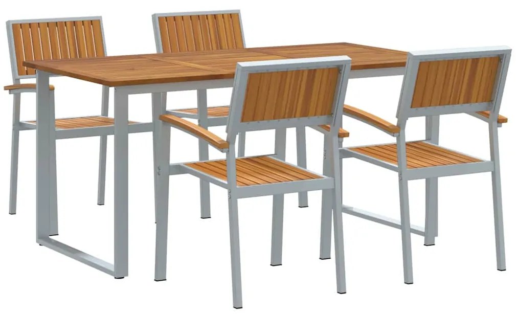vidaXL Σέτ φαγητού για κήπο 5 pcs Γκρι και καφέ 160 x 80 x 75 cm