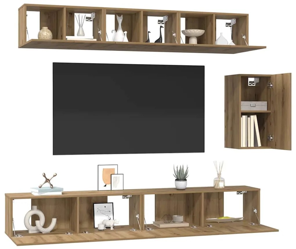 vidaXL Σετ επίπλου τηλεόρασης 6 pcs artisan δρυς 100 x 30 x 30 cm