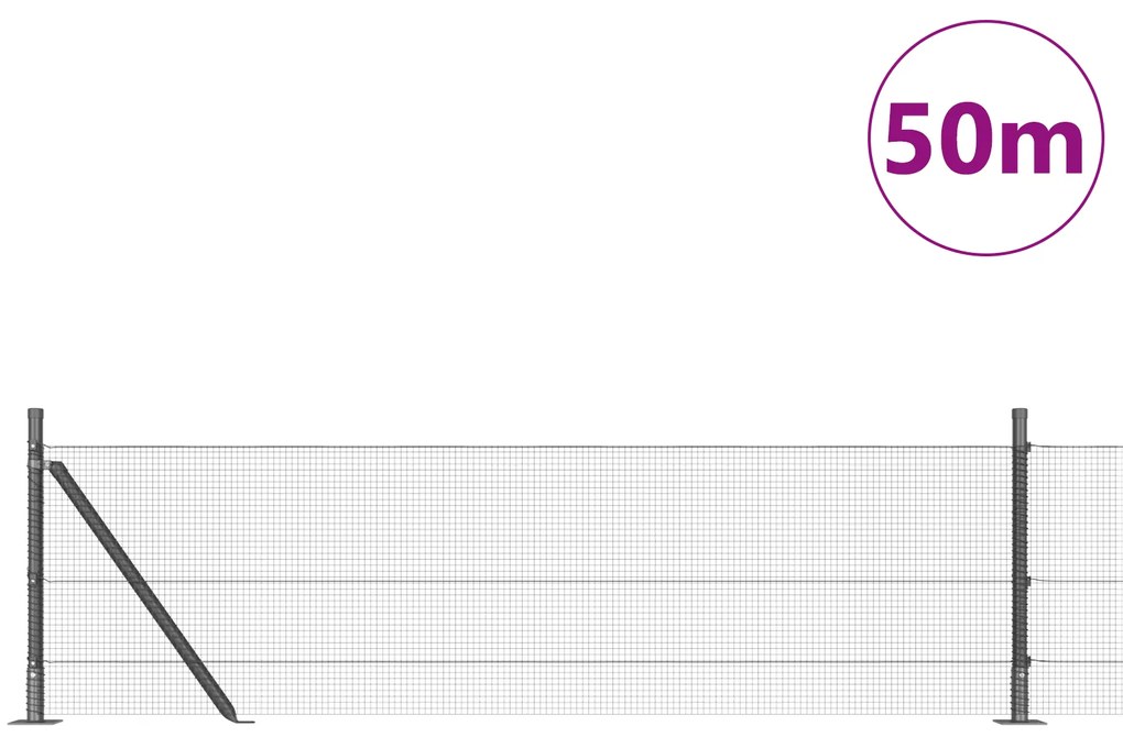 vidaXL Φράκτης με 13 γαλβανισμένους στύλους 0.4x50 μ