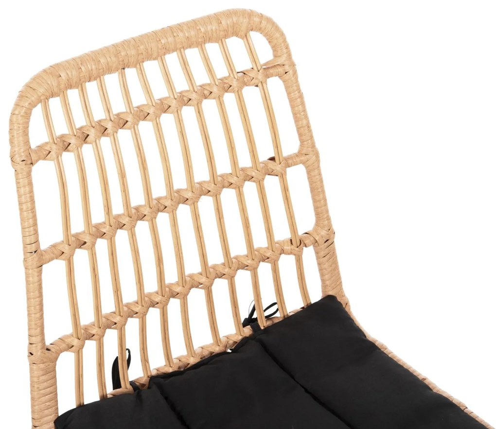 Καρέκλα ALLEGRA C5451.11 Μεταλλική με Μαξιλάρι Μαύρο και Wicker Μπέζ 52x51.5x83.5Yεκ. 52x51.5x83.5 εκ.